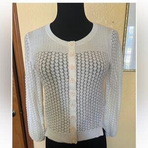 Anthropologie Cream Button-Up Cardigan